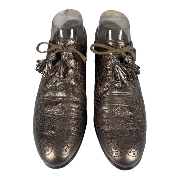Brighton Women’s Eden Metallic Leather Lace Oxfords Size-8.5m Made in Brazil - Picture 2 of 10